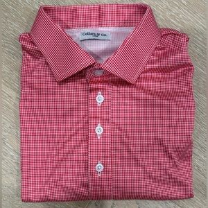 Collars & Co. - Red Micro-Check Polo Shirt
